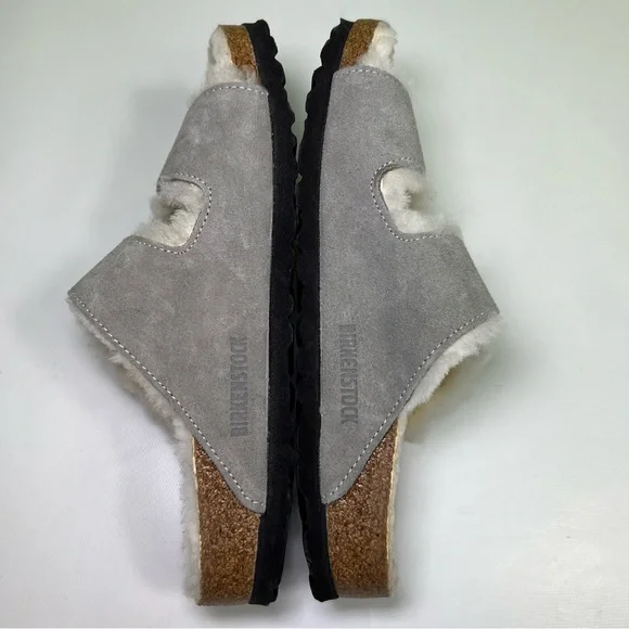 Birkenstock Arizona Shearling Stone Coin Fur Lined Slide Sandals size 38 (7-7.5) - Picture 6 of 10